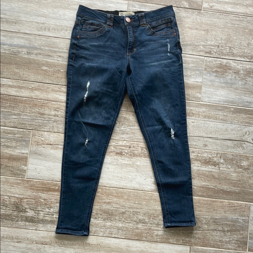 Women’s Democracy Blue Skinny Jeans with Distressed Details